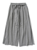 Men's Chinese Style Striped Wide Leg Linen Pants