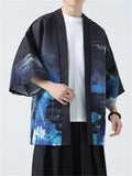 Crane Loong Lotus Print Male Traditional Chinese Shirt