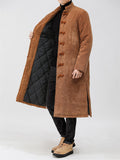 Men's Mid-length Corduroy Oriental Style Thickended Overcoats