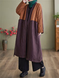 Female Zen Style Robes Lacing Contrast Color Winter Jackets