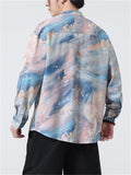 Male Colorful Auspicious Clouds Pattern Long Sleeve Jacket