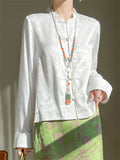 Female Spring Luxury Elegant Jacquard Knot Button Shirt