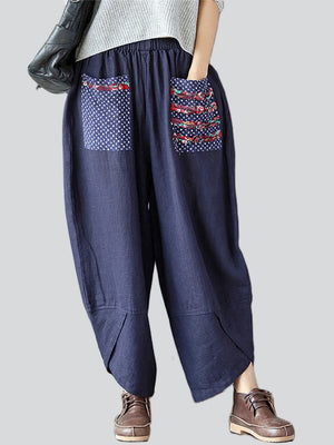 Women's Ethnic Style Patchwork Wide-leg Pants