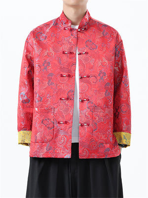 Male Cloud Sea Wave Jacquard Metal Button Jackets