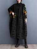 Vintage Jacquard Windproof Button Up Overcoat for Lady