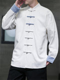 Men's Patchwork Cotton Linen Leisure Hanfu Shirts