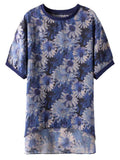 Ladies Sunflower Printing And Dyeing Mid-Length Chiffon Shirt