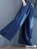 Leisure Large Size High-Rise Wide Leg Jeans for Women