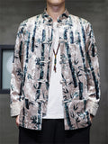 Autumn Chinese Style Men's Velvet Bamboo Print Jacket