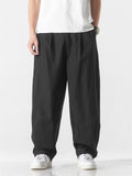 Men's Daily Wear Straight Leg Cotton Linen Plain Pants