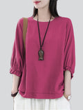 Women's Simple Oversized Crew Neck Batwing Sleeve Shirt