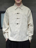 Men's Chinese Style Butterfly Buckle Jacquard Spring Shirt