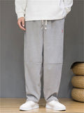 Men's Red Hanzi Embroidery Corduroy Vintage Trousers