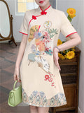 Blossom & Handheld Fan Print Female Dresses