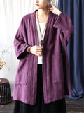 Female Plain Patch Pockets Oversized Cardigan Jacket