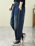 Spring Autumn Female Stylish Elastic Waist Jeans