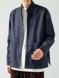 Solid Color Stand Collar Buttoned Jackets for Men