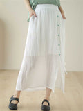 Chinese Style Button Tassel Design Side Split Skirt for Women