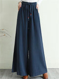 Women's Casual Oversized Cotton Linen Wide Leg Pants