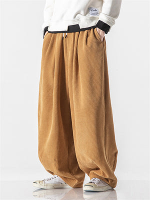 Men's Winter Fashion Loose Floor-Length Corduroy Harem Pants