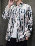 Autumn Chinese Style Men's Velvet Bamboo Print Jacket