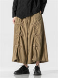 Men's Asian Style Knot Button Wide Leg Corduroy Pants