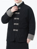 Male Unique Corduroy Contrast Color Long Sleeve Coats
