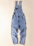 Regular Loose Casual Solid Color Denim Overalls for Men