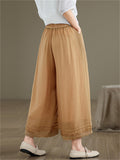 Double Lining Lace Hem Women's Elegant Wide-leg Pants