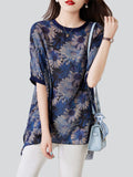 Ladies Sunflower Printing And Dyeing Mid-Length Chiffon Shirt