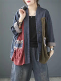 Female Distressed Patchwork Splicing Knitted Coats