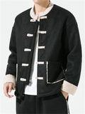 Men's Stand Collar Traditional Chinese Clothing Fleece Cotton Coats