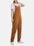 Khaki Multi-Pocket Couple Denim Overalls