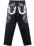 Golden Snake Letter Embroidery Hip Hop Jeans for Men