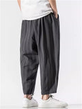 Male Contrast Color Striped Fashion Cotton Linen Pants