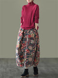 Women's Ethnic Floral Printed Skirts for Autumn Winter