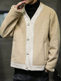 Casual V Neck Button Up Baseball Coat for Men