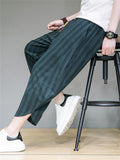 Summer Vintage Stripe Cropped Pants for Men