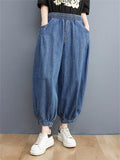 Casual Loose Blue High Waist Harem Jeans for Women