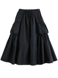 Women's Stylish High Rise Large Pocket Pleated Skirt