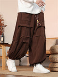 Men's Ethnic Braided Drawstring Baggy Corduroy Pants