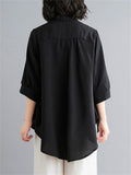 Simple Cozy Lapel Pullover Oversized Shirt for Women