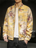 Men's Loong Crane Tiger Embroidered Faux Suede Jackets