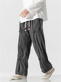 Vintage Decorative Knot Button Men Straight-Leg Pants