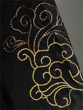 Chinese Style Hanfu Men's Golden Dragon Embroidery Knot Button Shirt