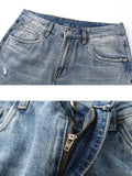 Men's Streetwear Vintage Loose Contrast Color Patch Jeans