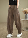 Female Distressed Elastic Waist Pleated Relaxed Pants