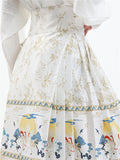 Chinese Traditional Hanfu Female FLying White Horse Print Mamianqun