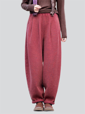 Women's Warm Thickened Cotton Linen Pants for Winter