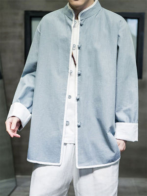 Men's Plain Cotton Linen Comfortable Kungfu Shirt